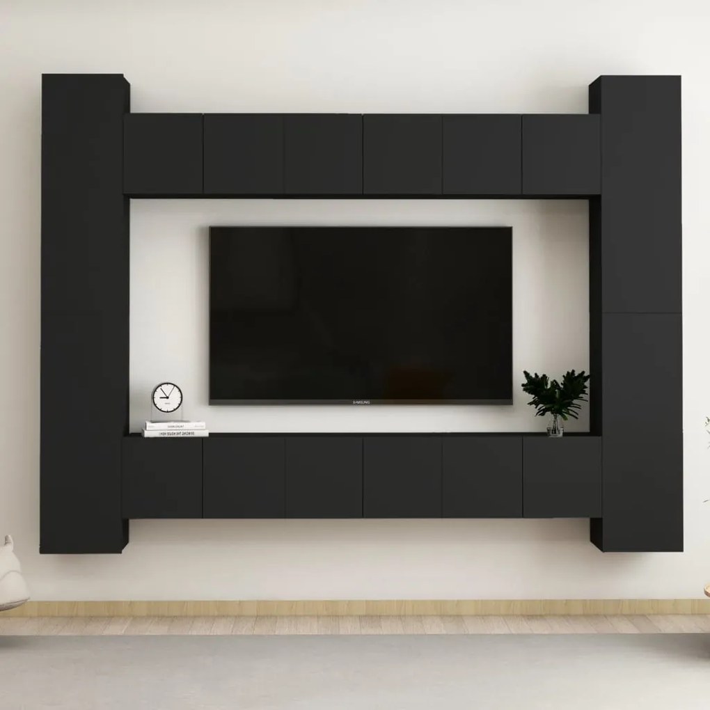10 pcs conjunto de móveis de TV derivados de madeira preto
