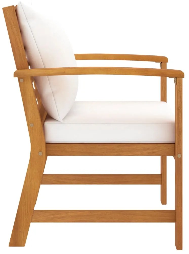 Cadeiras jardim 2 pcs c/ almofadões cor creme acácia maciça