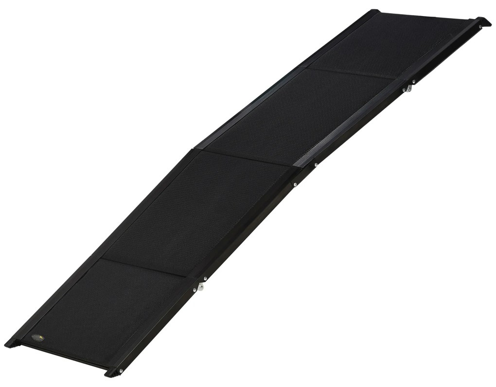 PawHut Rampa Dobrável para Cães com Superfície Antiderrapante Alça e Gancho Carga Máxima 60 kg 158x43,5x2,5 cm Preto