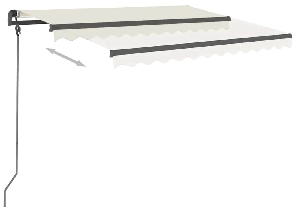 Toldo retrátil automático com postes 3x2,5 m cor creme