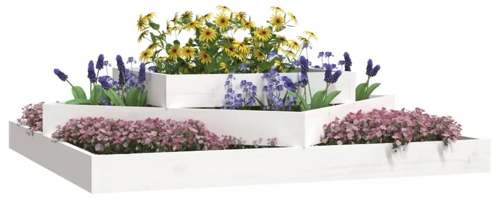 Vaso/floreira 112x112x27 cm pinho maciço branco
