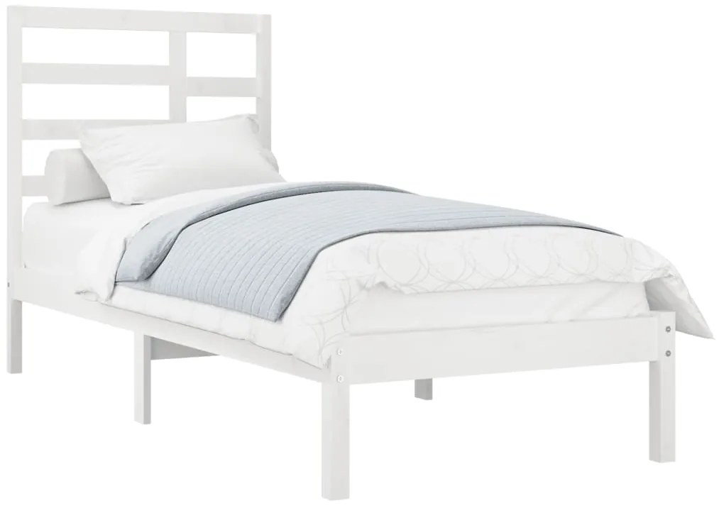 Estrutura de cama 90x200 cm madeira maciça branco