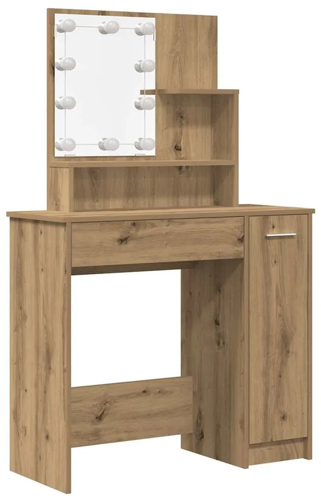 Conjunto penteadeiracom LED deriv. madeira carvalho artisiano