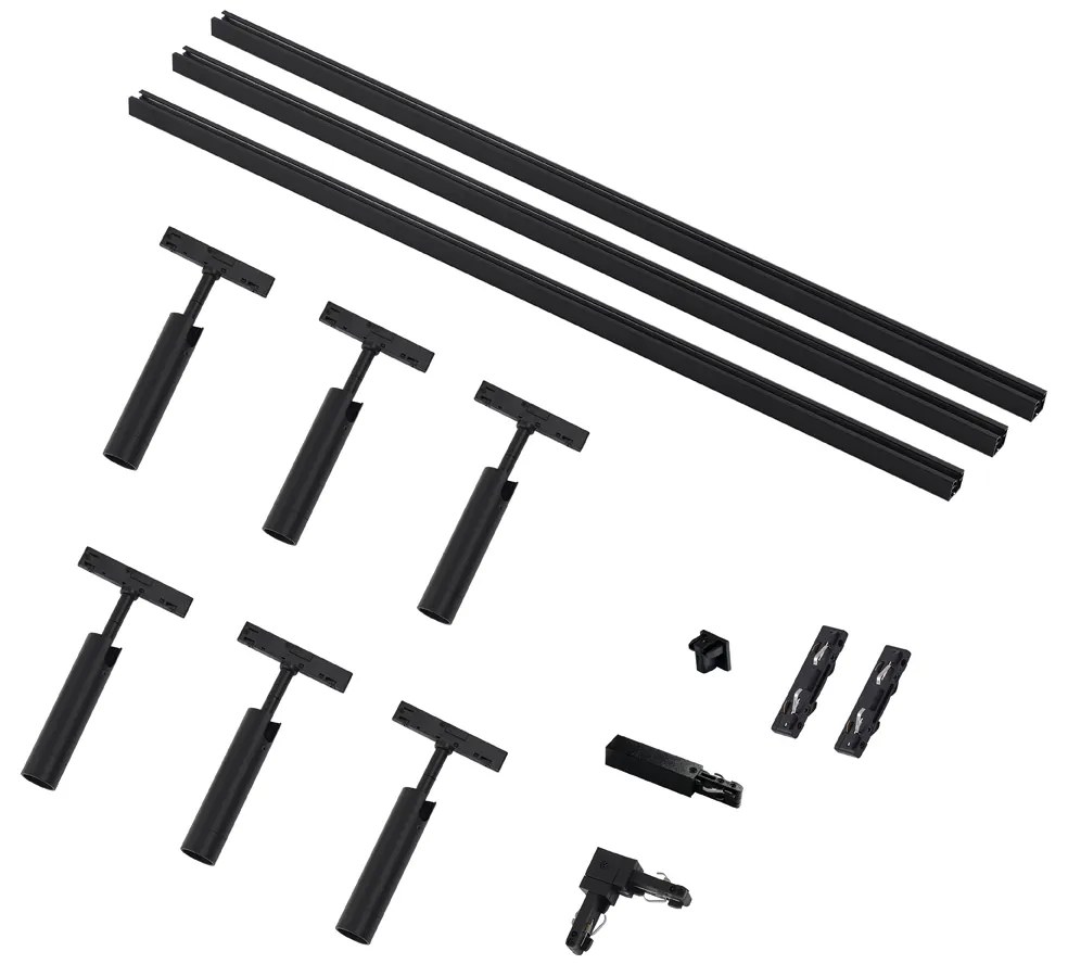 Modern railsysteem met 6 spots zwart 1-fase - Slimline Uzzy