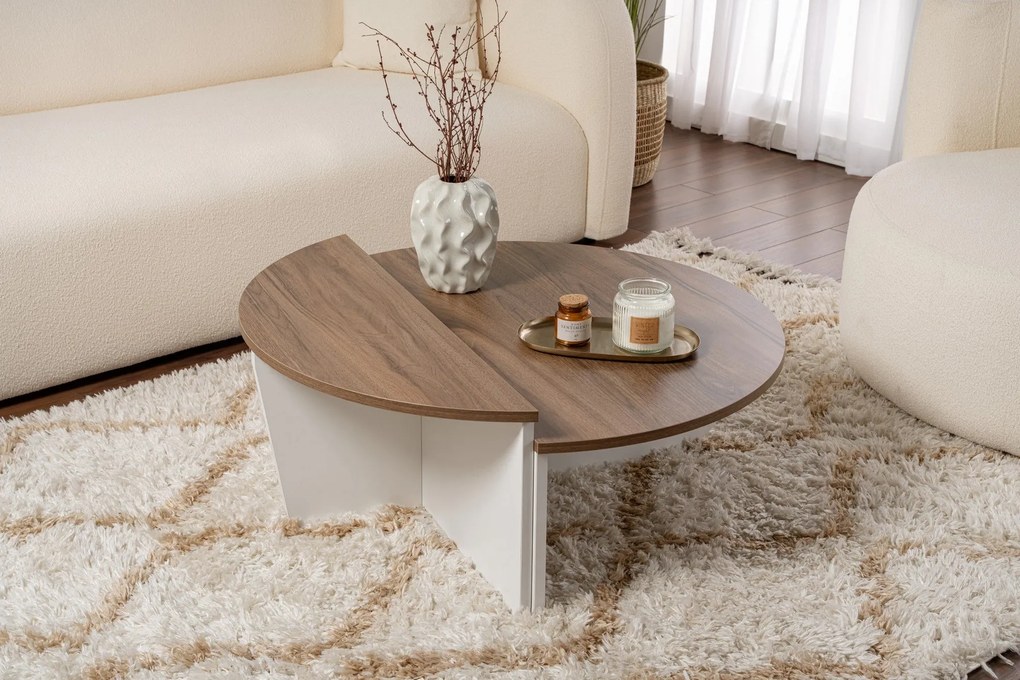 Mesa de Café Orion - Nogueira e Branco - 90x30x60 cm & 85x35x30 cm