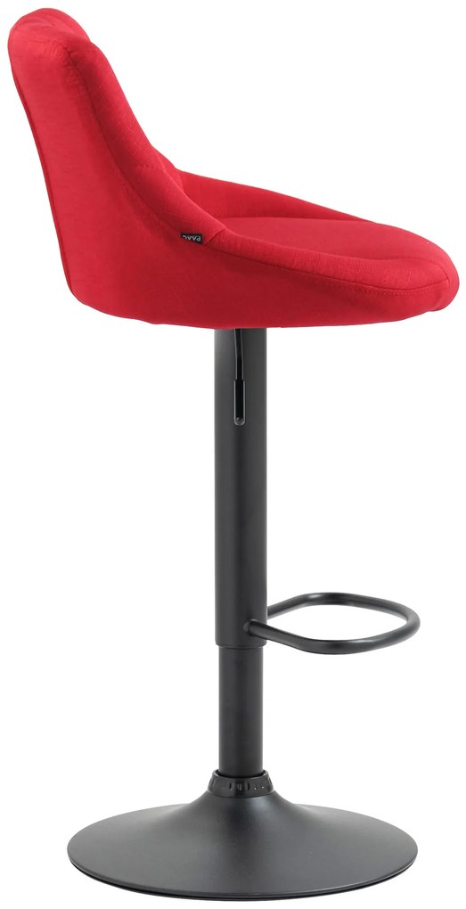Banco de bar Lazio em tecido e com estrutura preta 46 x 83-104 x 49 cm Vermelho