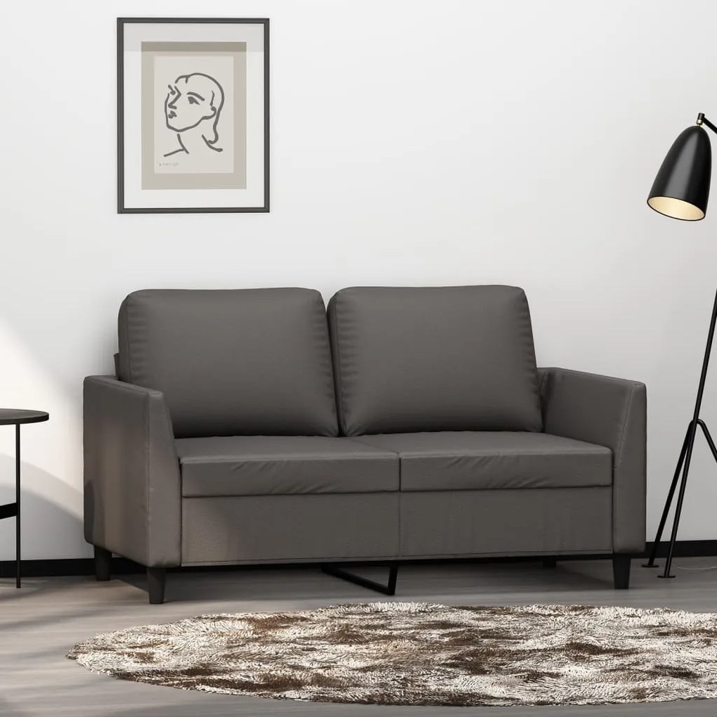 vidaXL Sofá de 2 lugares 120 cm couro artificial cinza