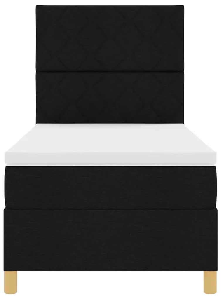Cama Box com Colchão e LED Preto 90x190 cm Tecido