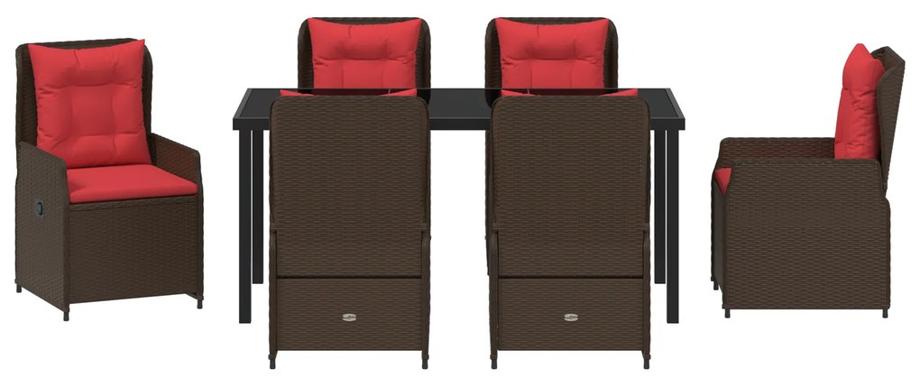 Conjunto de Jantar de Jardim 7 Peças Castanho Vime PE