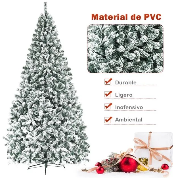 Árvore de Natal Nevado 270 cm com agulhas de PVC de 1498 pontas 152 x 275 cm Branco e Verde