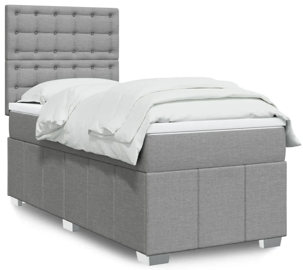 Cama com molas/colchão 80x200 cm tecido cinza-claro