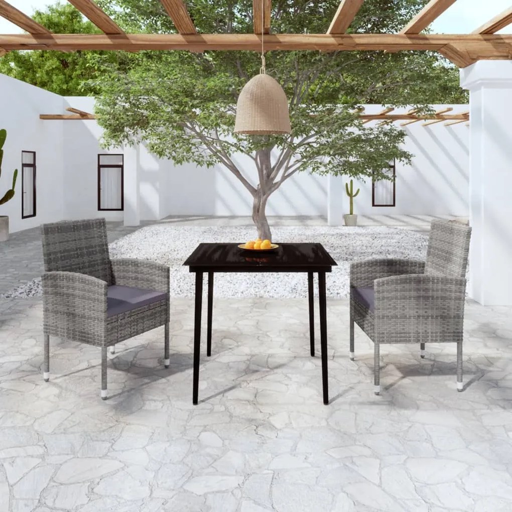 vidaXL 3 pcs conjunto de jantar para jardim antracite