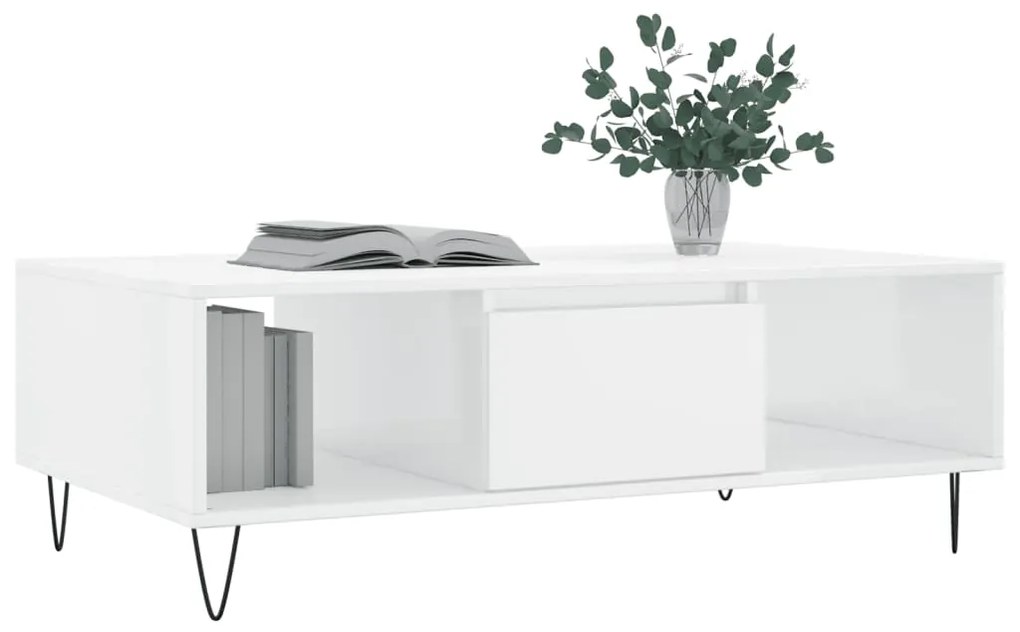 Mesa de centro 104x60x35 cm derivados madeira branco brilhante