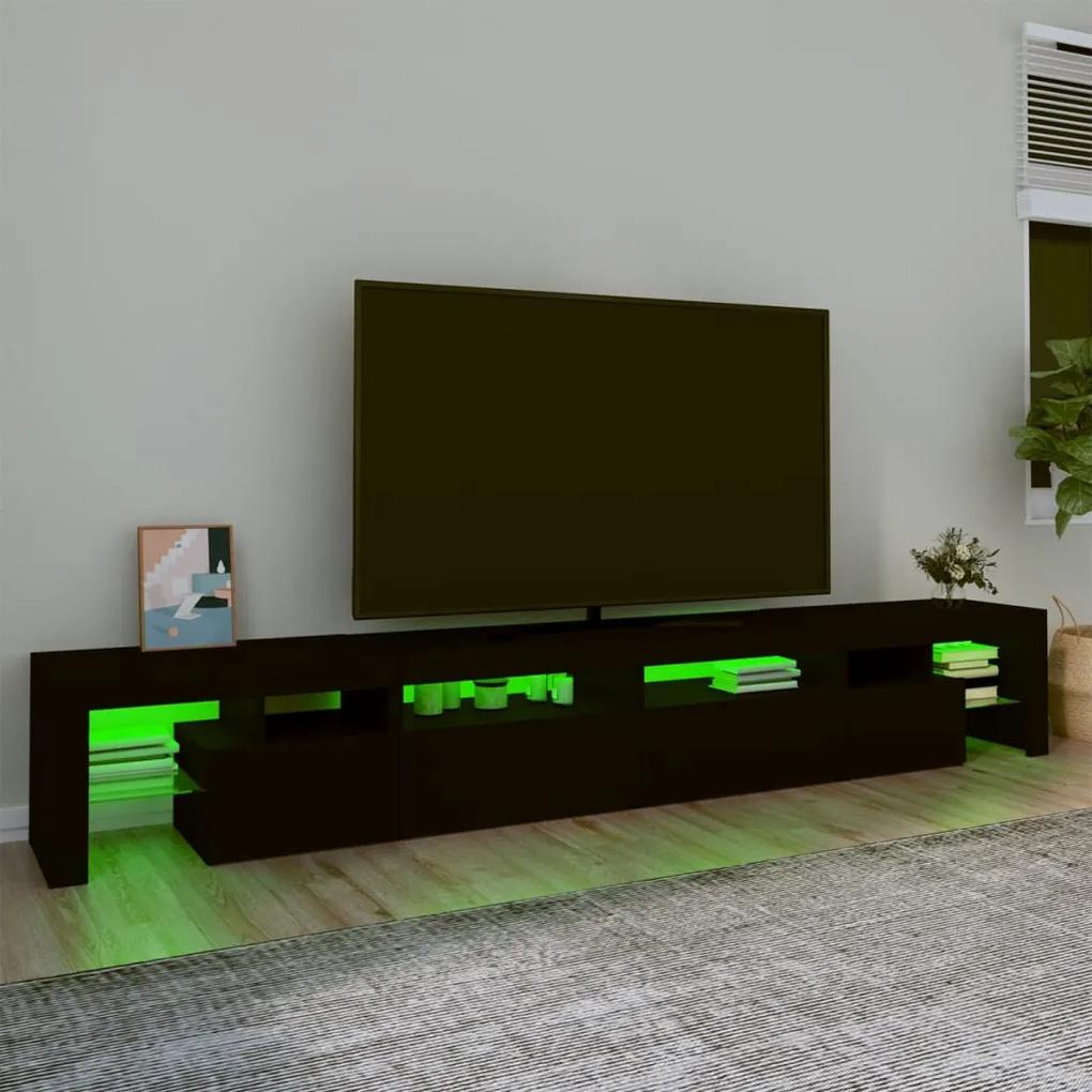 Móvel de TV com luzes LED 260x36,5x40 cm preto