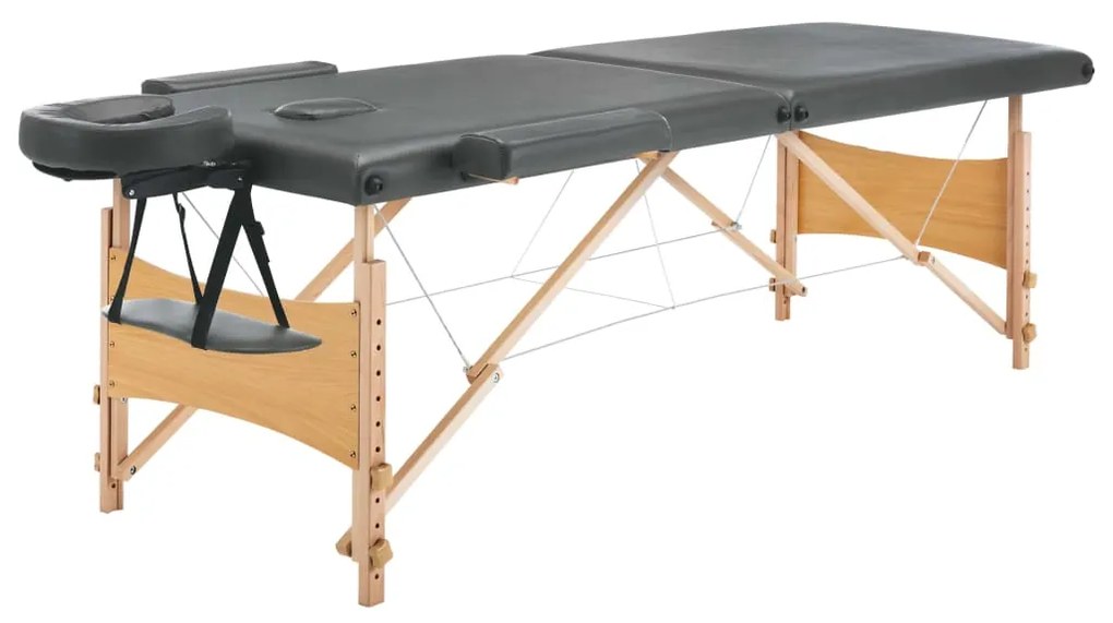 Mesa massagens c/ 2 zonas estrutura madeira 186x68 cm antracite