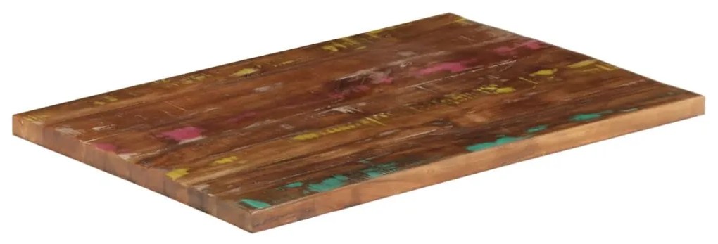 Tampo de mesa retangular 70x50x3,8 cm madeira recuperada maciça