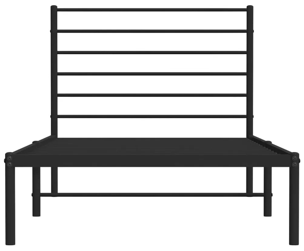 Estrutura de cama metal s/ colchão c/ cabeceira 75x190 cm preto