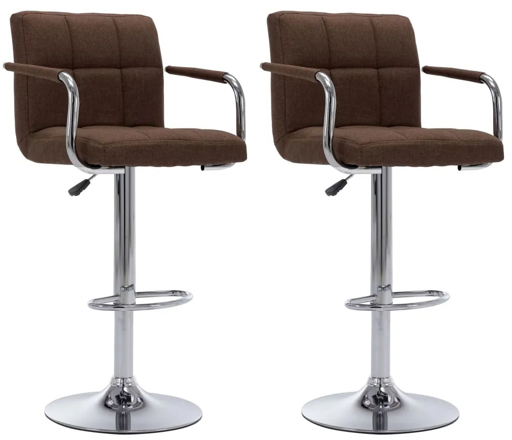 Bancos de bar 2 pcs tecido castanho