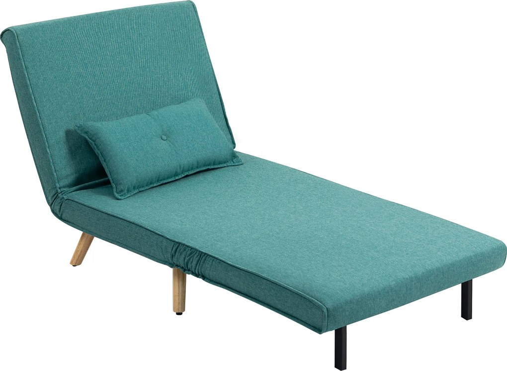 Poltrona convertível de 1 lugar, sofá-cama 3 em 1 com encosto ajustável em 5 posições, almofada incluída, verde
