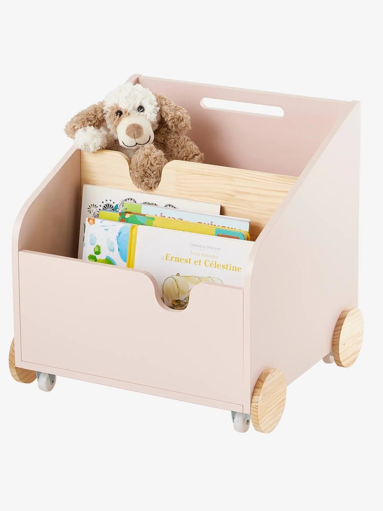 Biblioteca com rodas, LIGNE SCHOOL rosa claro liso