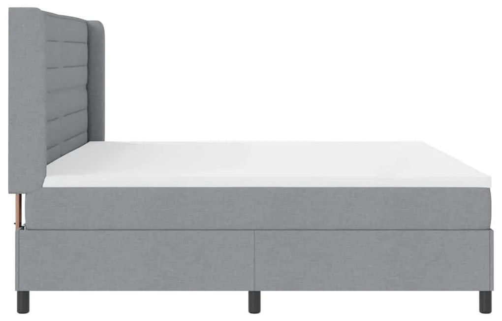 Cama Box com Colchão e Luz LED Cinza Claro 200x200 cm Tecido