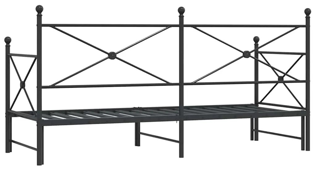 Cama de dia com gavetão sem colchão 90x200 cm aço preto