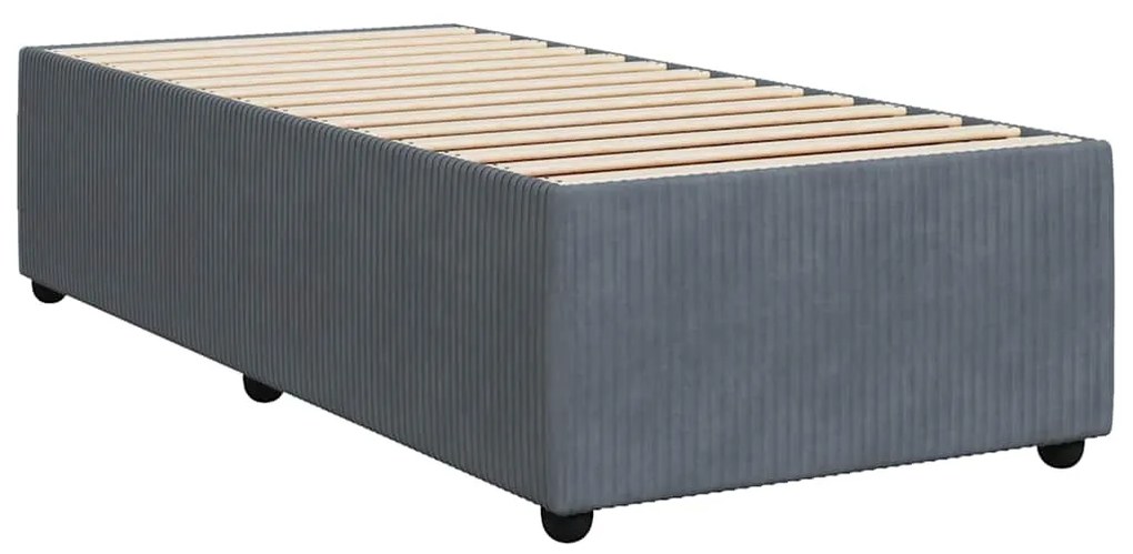 Cama com molas/colchão 100x200 cm veludo cinza-escuro