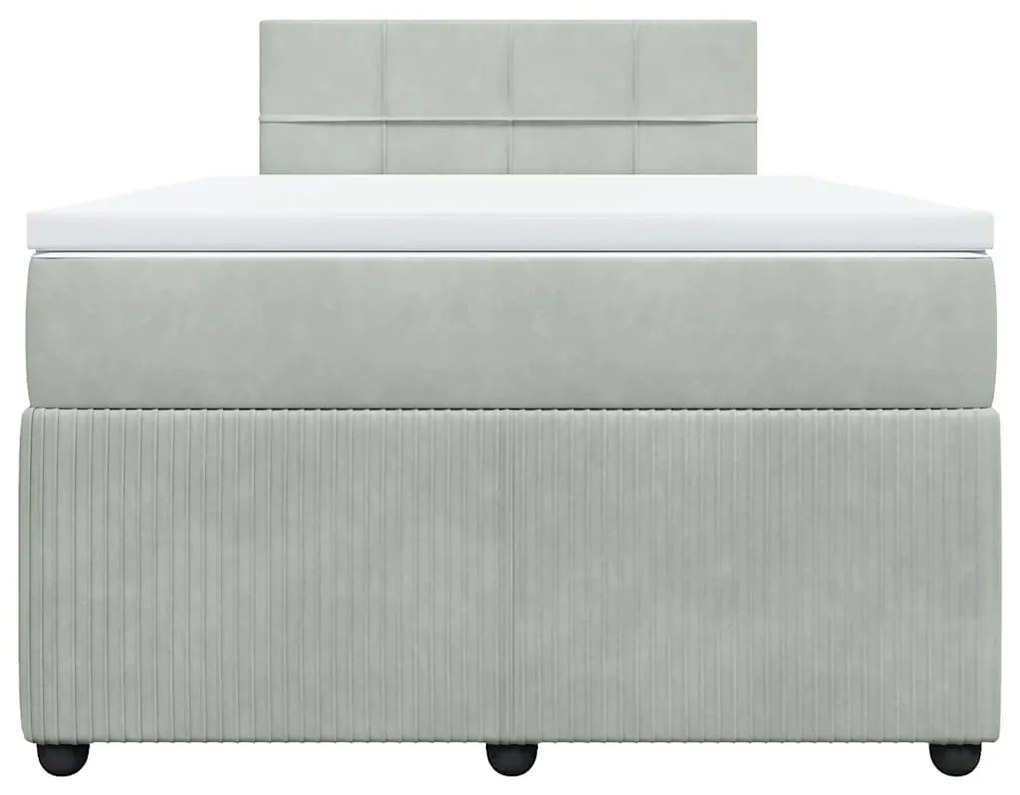 Cama boxspring c/ colchão 120x200 cm veludo cinzento-claro