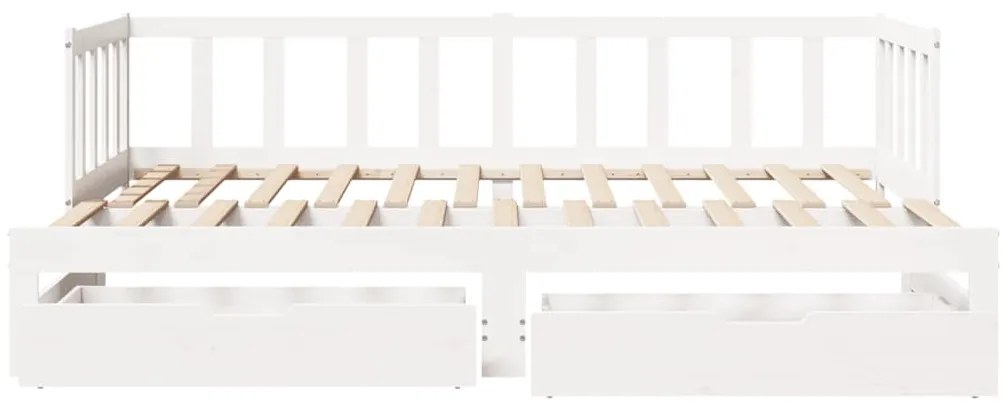 Sofá-cama com gavetão e gavetas sem colchão 90x200 cm branco
