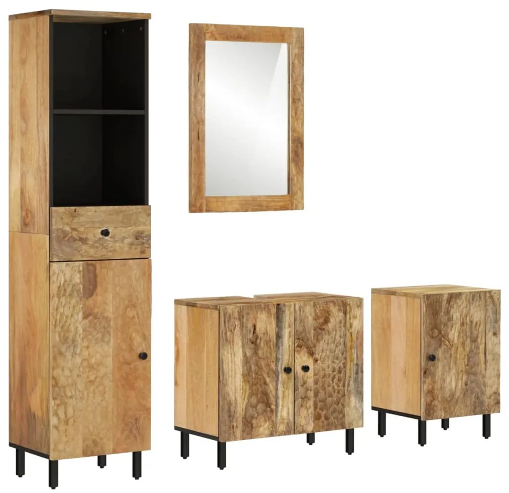 vidaXL 4 pcs conj. móveis de casa de banho madeira de mangueira maciça
