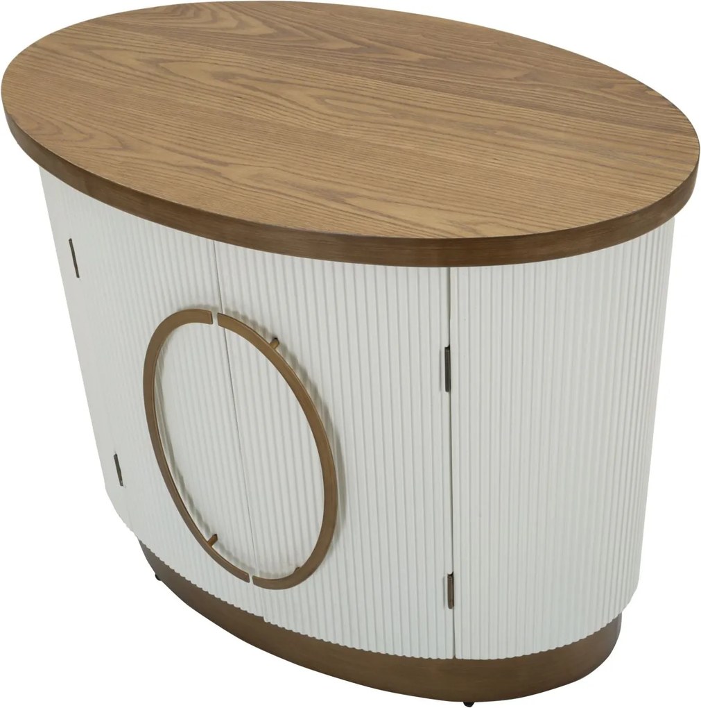 Aparador Tolosa com 2 Portas – 79x48x67 cm – Branco, Castanho e Dourad