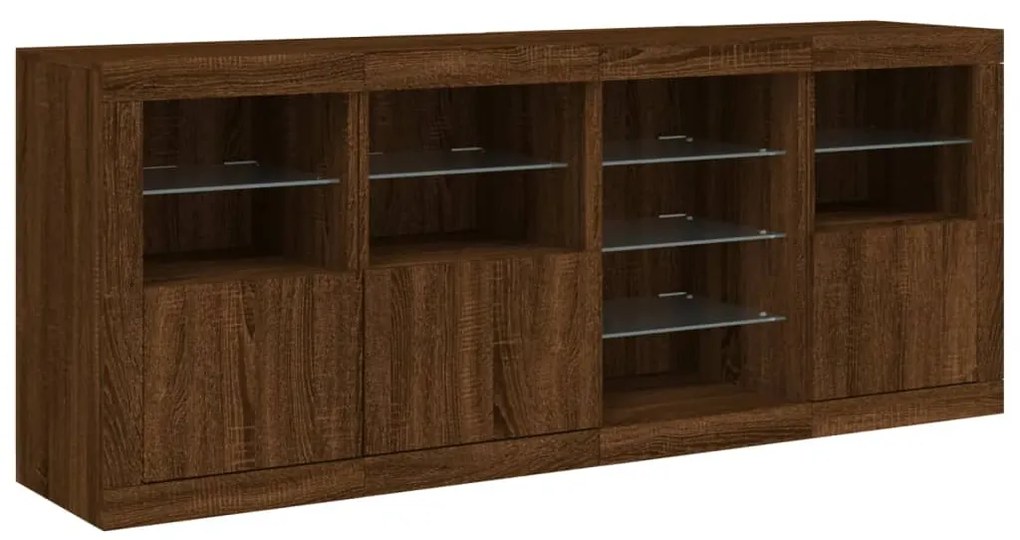 Aparador com luzes LED 164x37x67 cm carvalho castanho