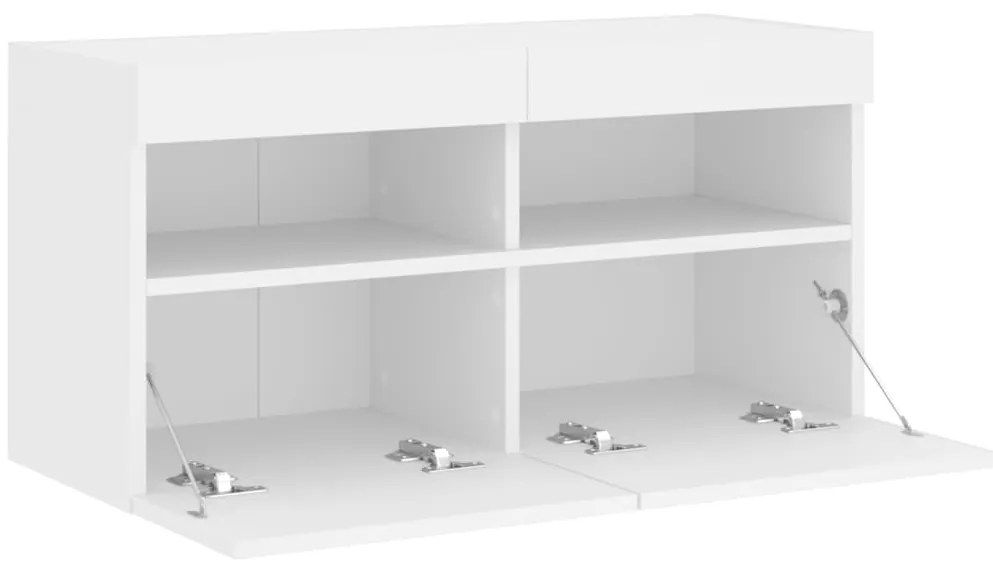 Móvel de parede para TV com luzes LED 80x30x40 cm branco