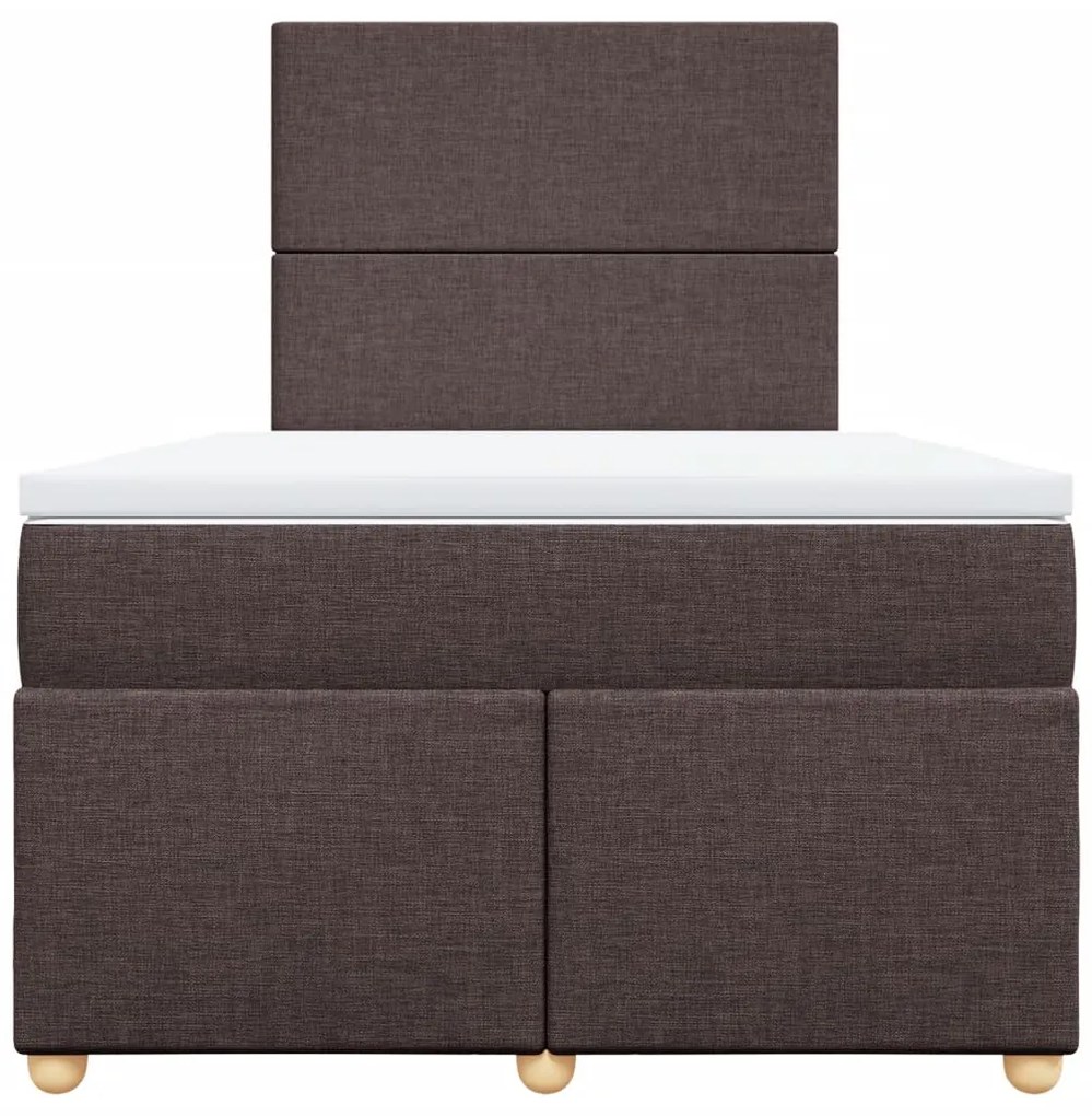 Cama boxspring com colchão 120x190 cm tecido castanho-escuro