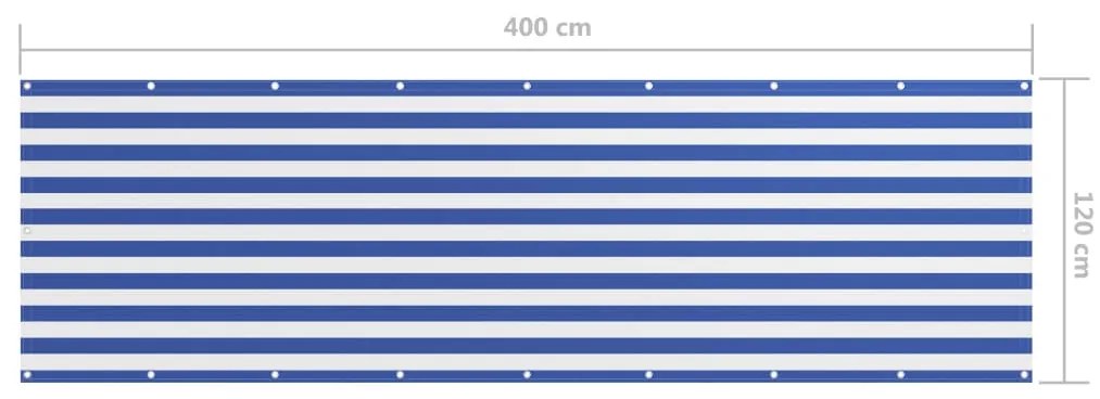 Tela de varanda 120x400 cm tecido Oxford branco e azul