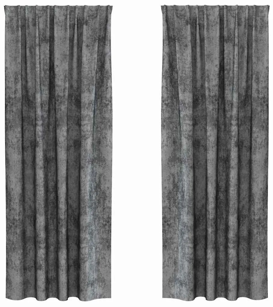 Cortinas de Veludo 2 peças com Ilhós Cinza 225x140 cm