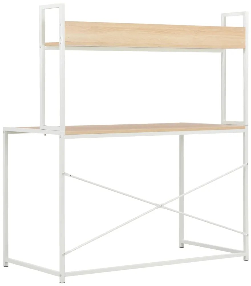 Secretária de computador 120x60x138 cm branco e carvalho