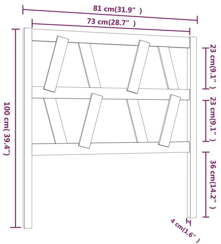 Cabeceira de cama 81x4x100 cm pinho maciço preto