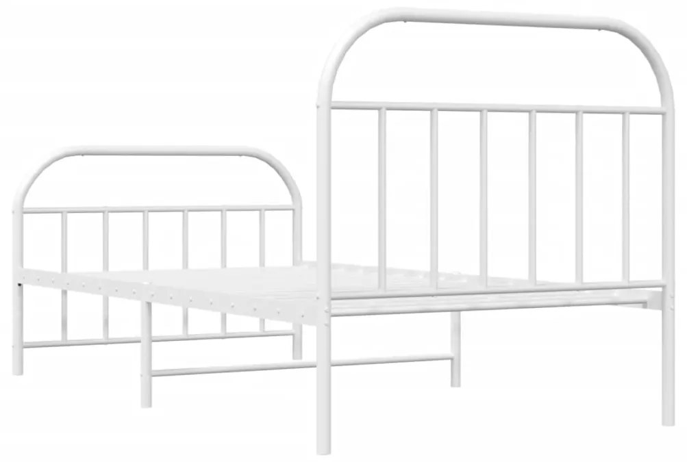 Estrutura de cama com cabeceira e pés 107x203 cm metal branco