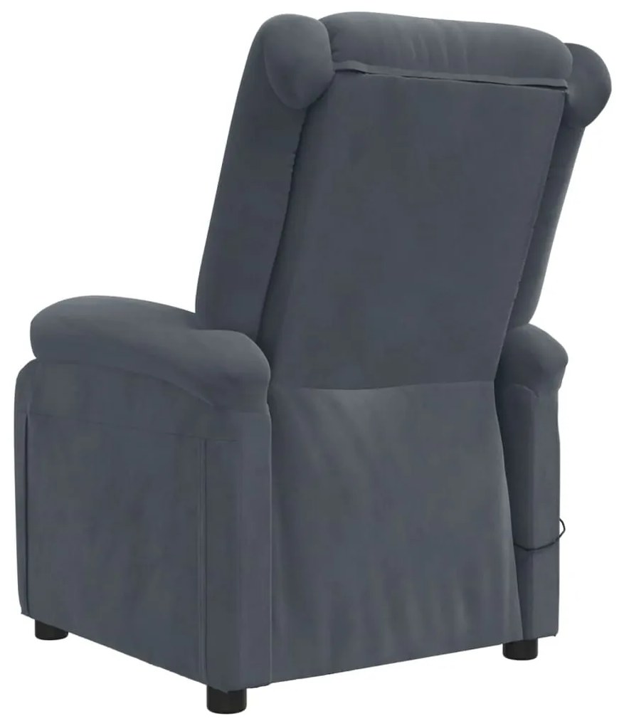 Poltrona de massagens elétrica veludo cinza-escuro