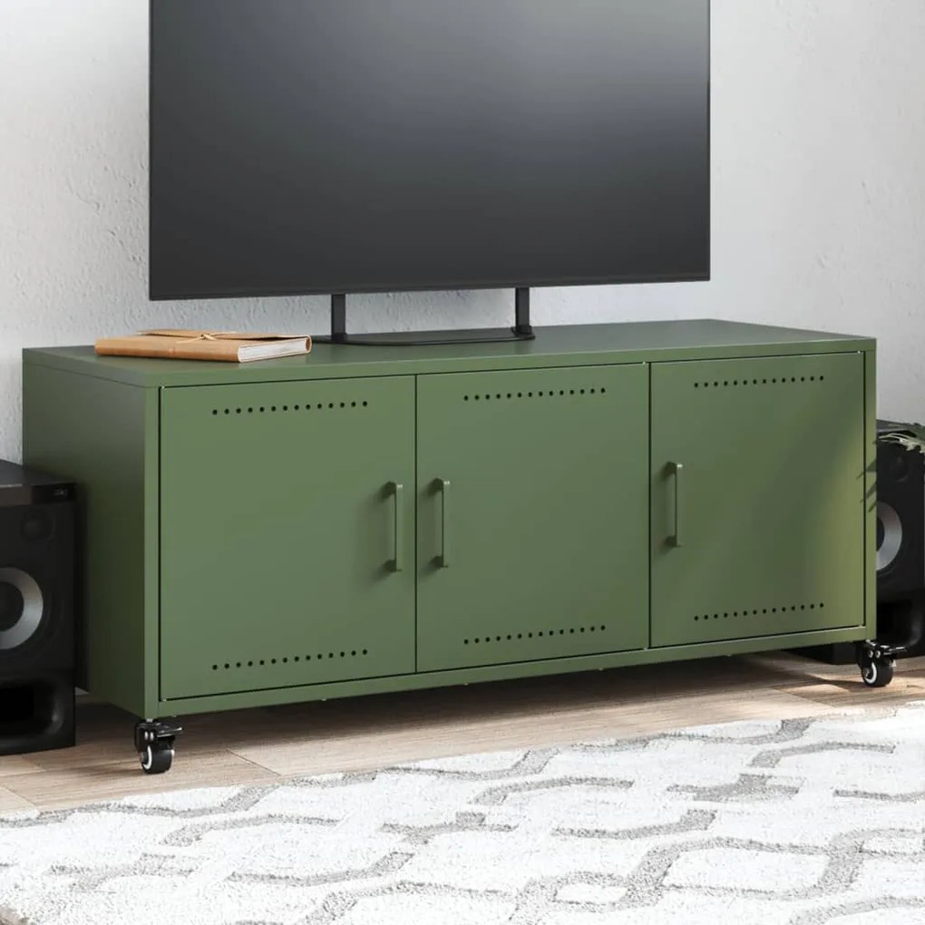 Móvel de TV 100,5x39x43,5 cm aço verde-azeitona