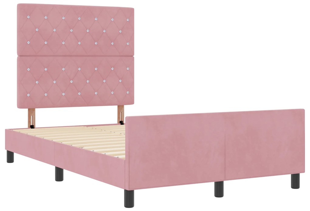 Cama vidaXL Rosa 120x190 cm Veludo