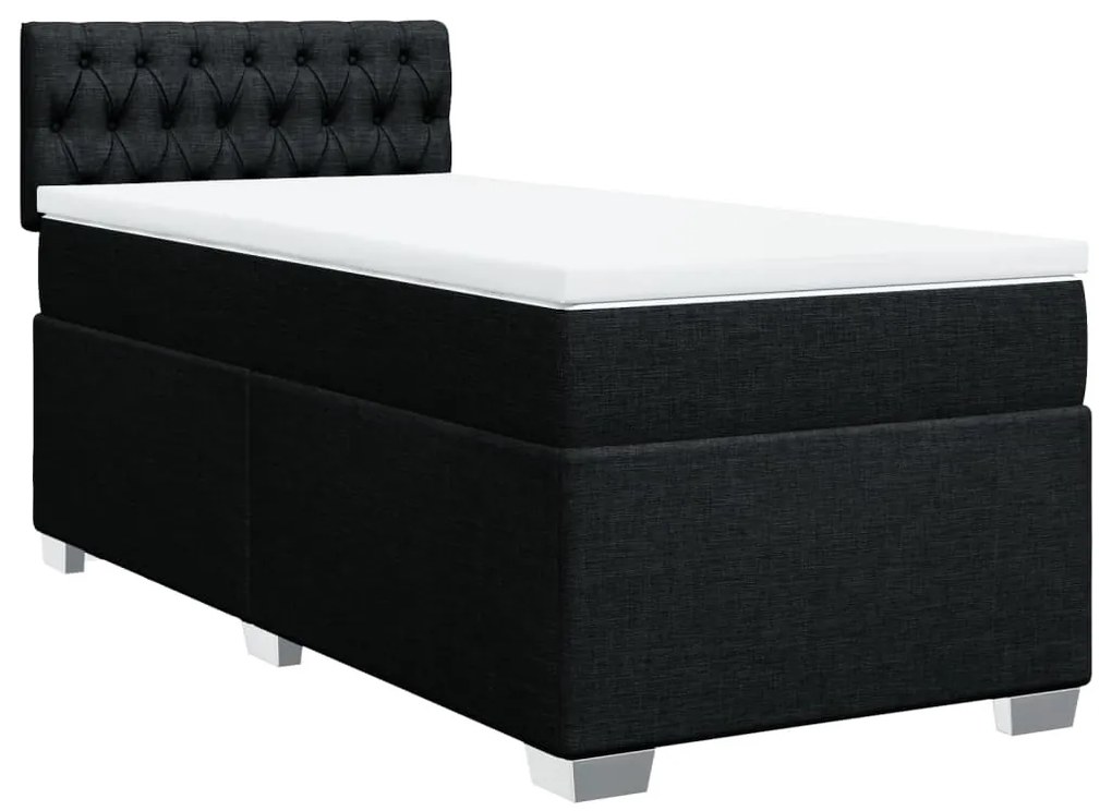 Cama com molas/colchão 90x200 cm tecido preto
