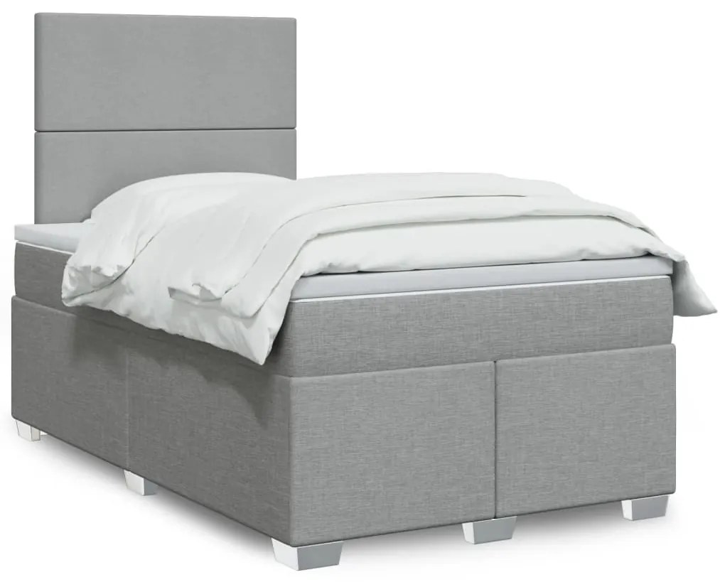 Cama com molas/colchão 120x200 cm tecido cinza-claro