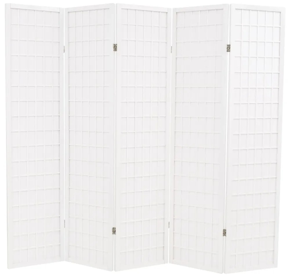 vidaXL Biombo dobrável com 5 painéis estilo japonês 200x170 cm branco