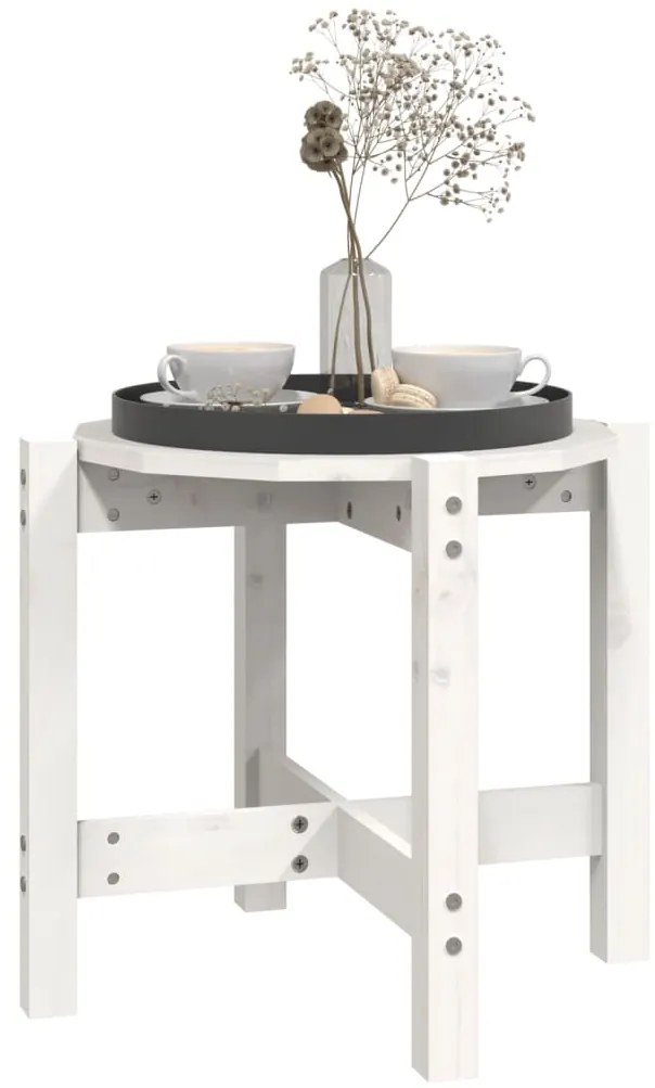 Mesa de centro Ø 52,5x45 cm madeira de pinho maciça branco