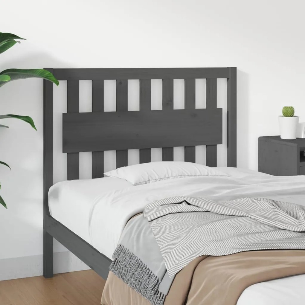 818557 vidaXL Cabeceira de cama 105,5x4x100 cm pinho maciço cinzento