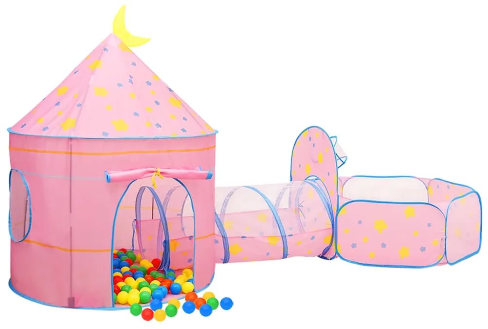 Tenda de brincar infantil com 250 bolas 301x120x128 cm rosa
