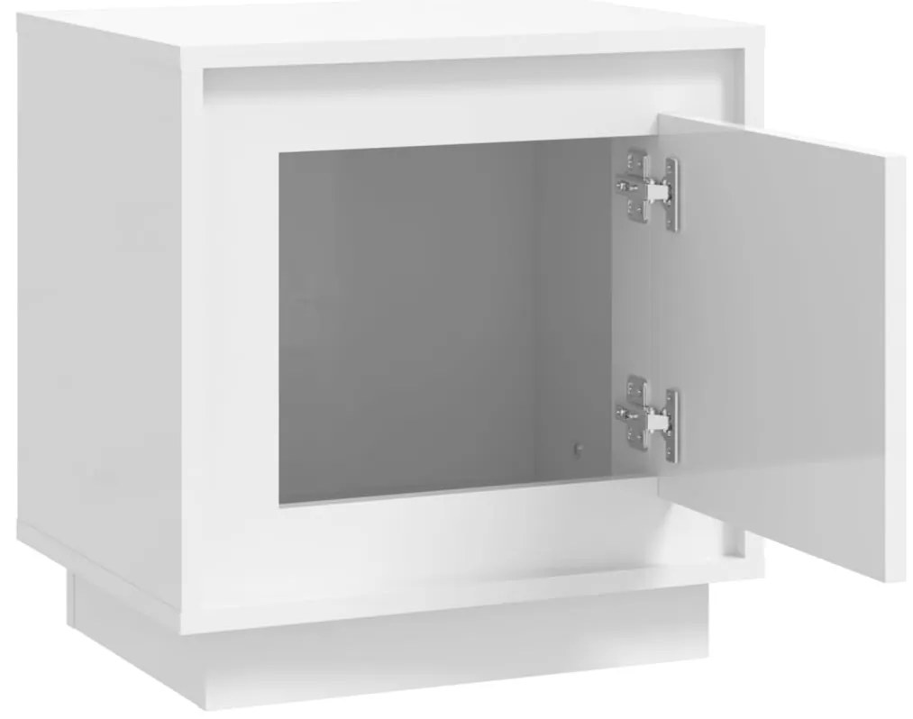 Mesa de cabeceira 44x35x45cm derivados madeira branco brilhante