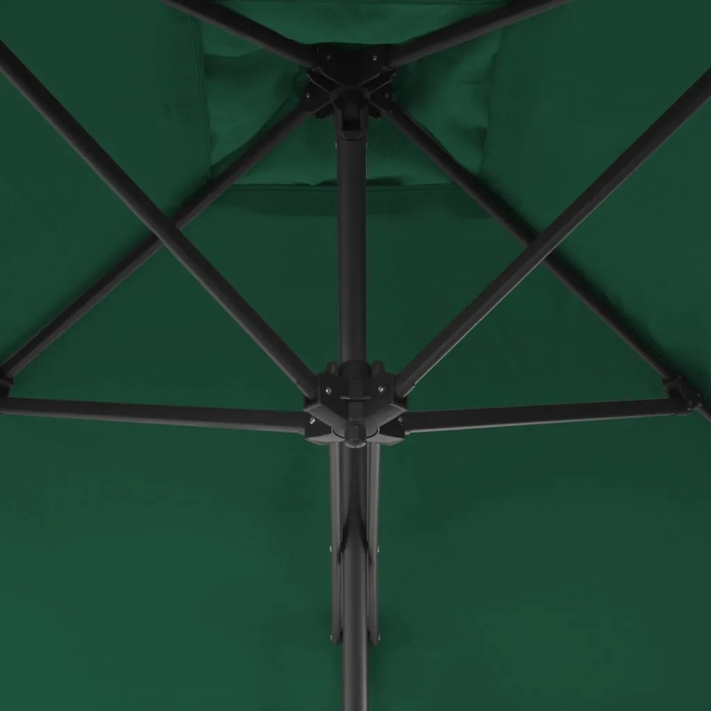 Guarda-sol de exterior com poste em aço 250x250 cm verde